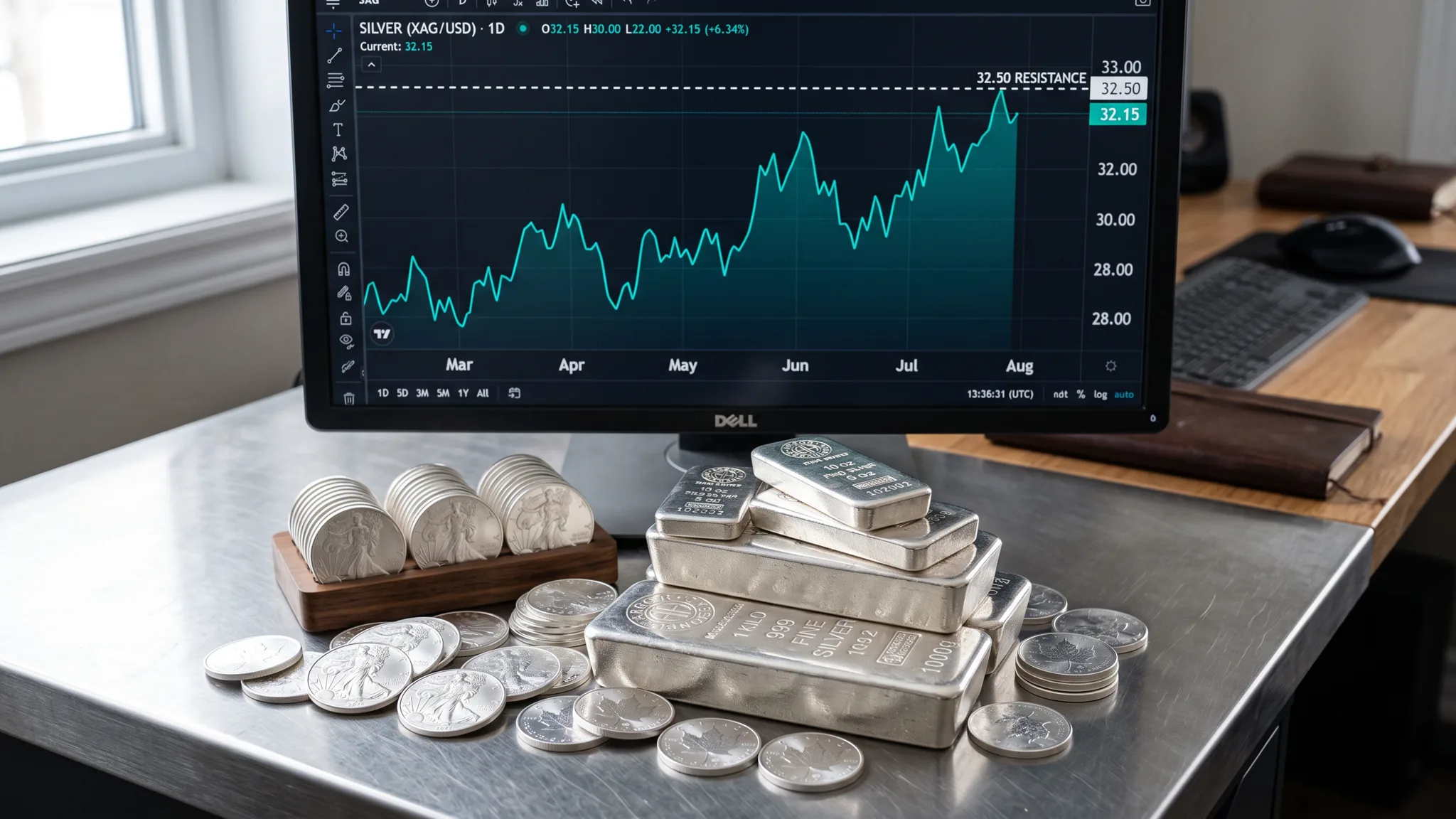 Giá Bạc Hôm Nay 3/8/2026: Thế Giới Chạm 58 USD/Ounce, Trong Nước Đứng Yên — Nhịp Nghỉ Cho Người Mua Rải?