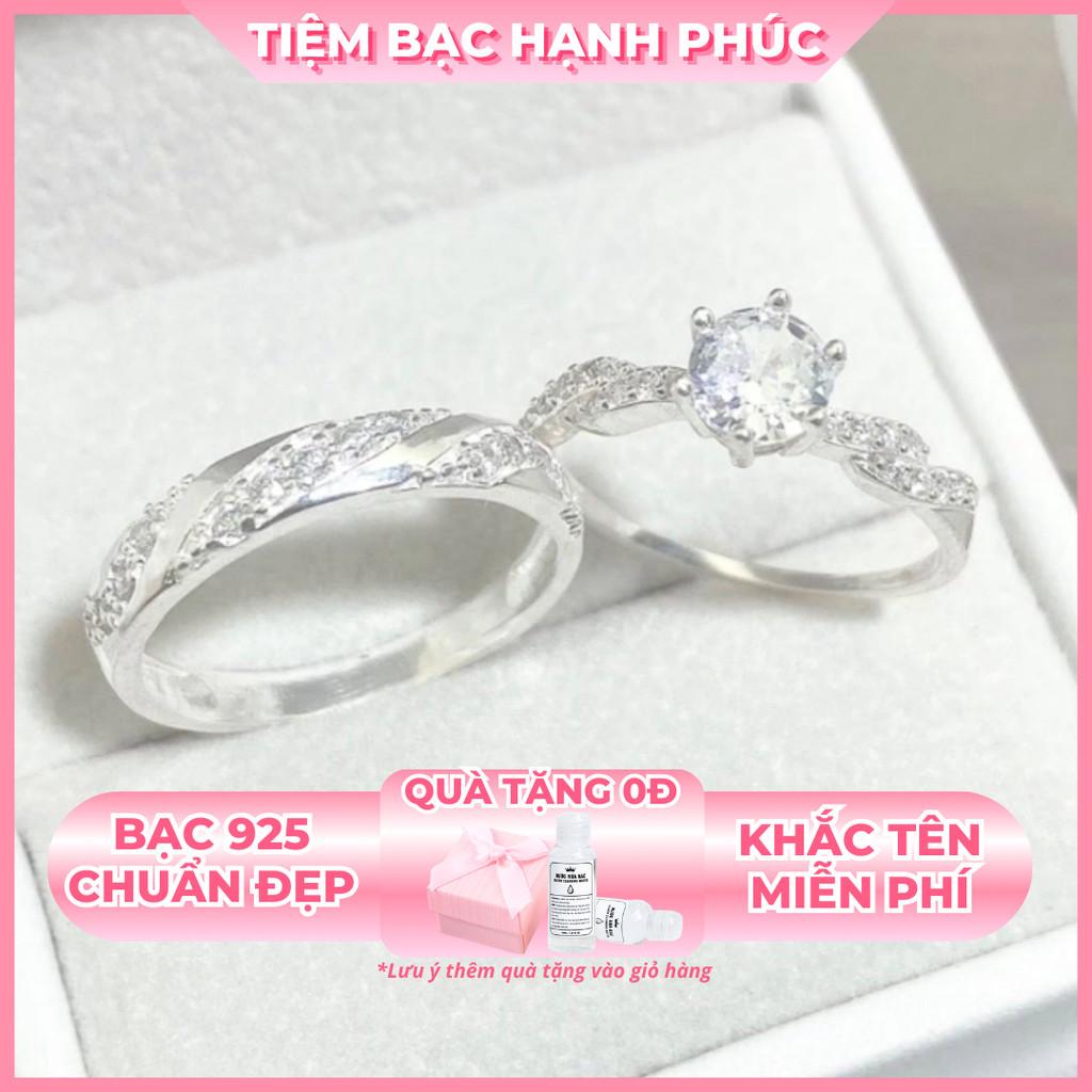 Nhẫn Đôi Bạc 925 Khắc Tên Chất Liệu Bạc Ta Thật TSJC28
