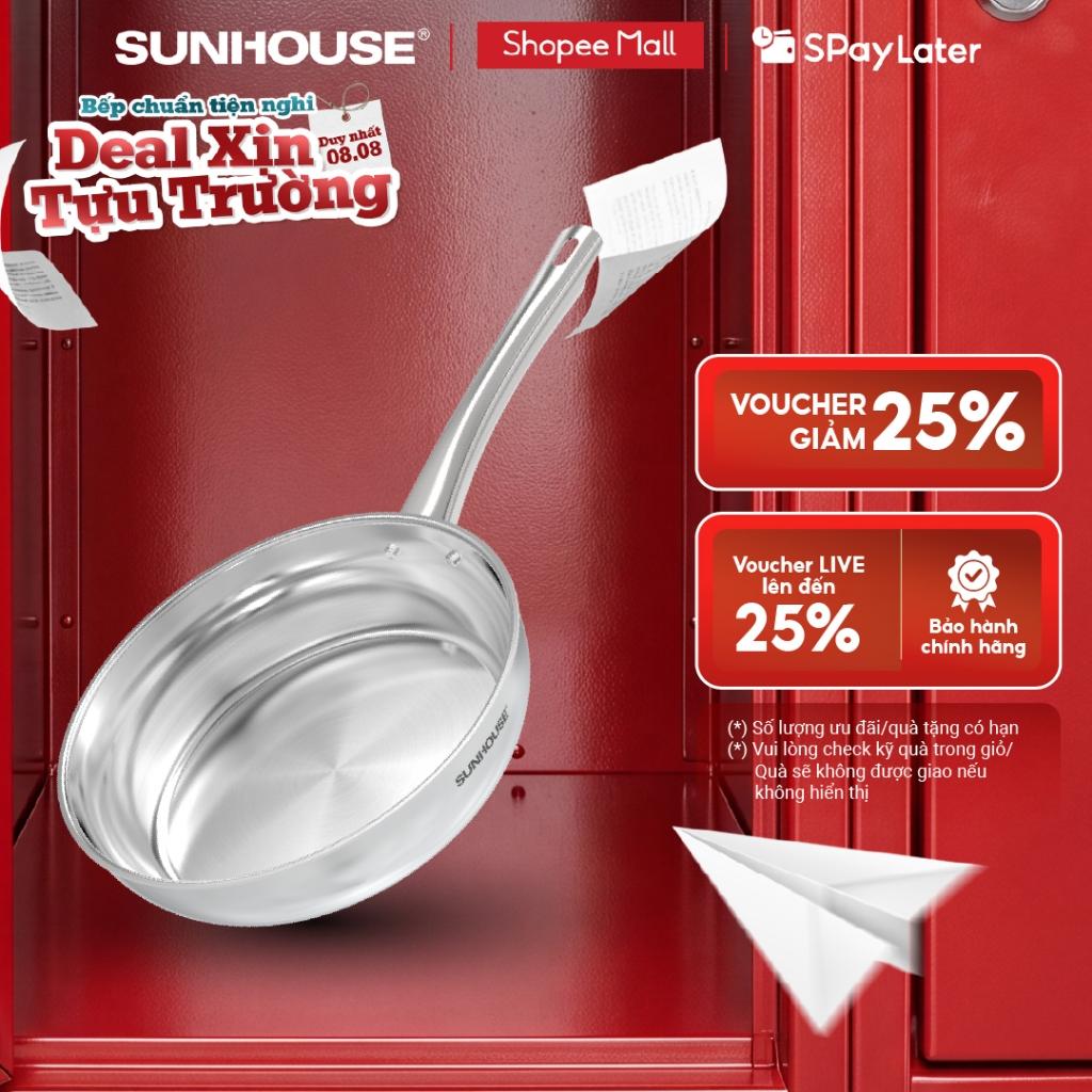 Chảo inox 304 đa lớp Sunhouse IN-M7E (20–26cm)