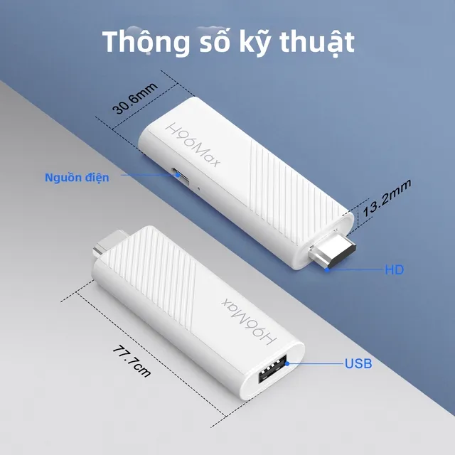 Ảnh thông số kích thước TV stick H96 Max H313 dài 77,7 mm rộng 30,6 mm dày 13,2 mm của người bán