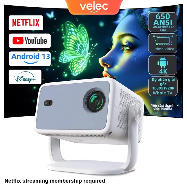 Máy chiếu Velec TP350 NTV Android 13 650 ANSI bán trên Lazada